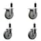 Service Caster 5'' Gray Poly Swivel 1-1/4'' Expanding Stem Caster Set 2 Total Lock Brakes, 4PK SCC-EXTTL20S514-PPUB-2-S-2-114 - alternate 1